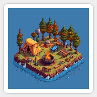 Camp Site Pixel Art Style Sticker